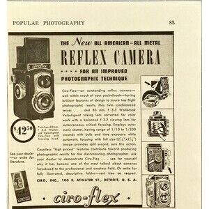 CIRO Inc. Reflex Camera "All American All Metal" Vintage Print Ad 1941